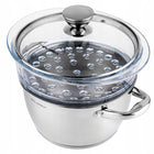 GARNEK DO GOTOWANIA NA PARZE PAROWAR SZKLANY NIERDZEWNY STIMA 20CM 3EL. 2.5 l srebrny