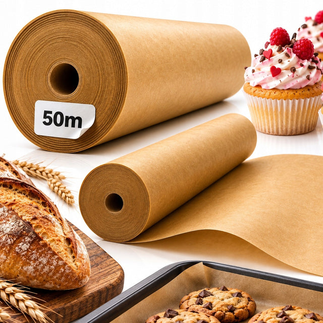 Papier do pieczenia brązowy silikonowany 50m x 38 cm 7000 cm z 9 116 sztuk