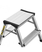 Drabest Drabina aluminiowa dwustronna 2x2 stopnie 125kg comfort podest schodki domowe do prac na wysokości, wysokość