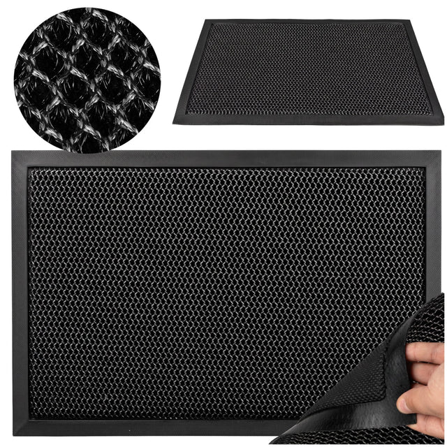 Wycieraczka pod drzwi 3D wejściowa do butów zewnętrzna gumowa mata 80x120CM na obuwie, czarna, PVC, grubość 10 mm
