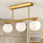 Lampa sufitowa wisząca żyrandol szklana kula 3x e27 LOFT 47cm złoty biały oprawa metalowa do salonu i jadalni na 3