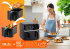 Frytkownica beztłuszczowa dwukomorowa duża 10,2l AIR fryer XL berdsen 1700W czarny