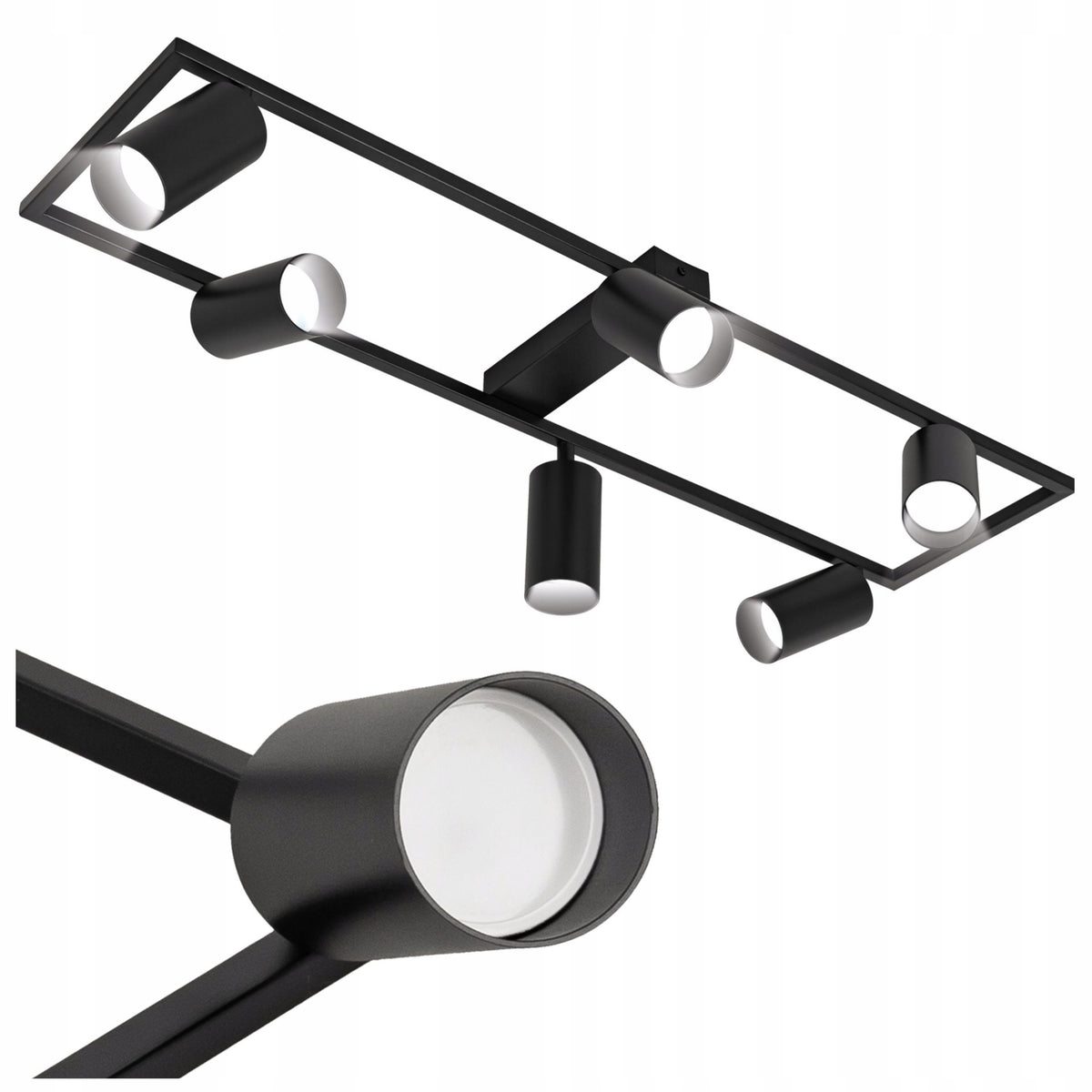 Lampa Sufitowa LED Oprawa Halogenowa 6x GU10 Kinkiet SPOT Ruchomy Reflektor listwa oświetleniowa czarna aluminiowa 80