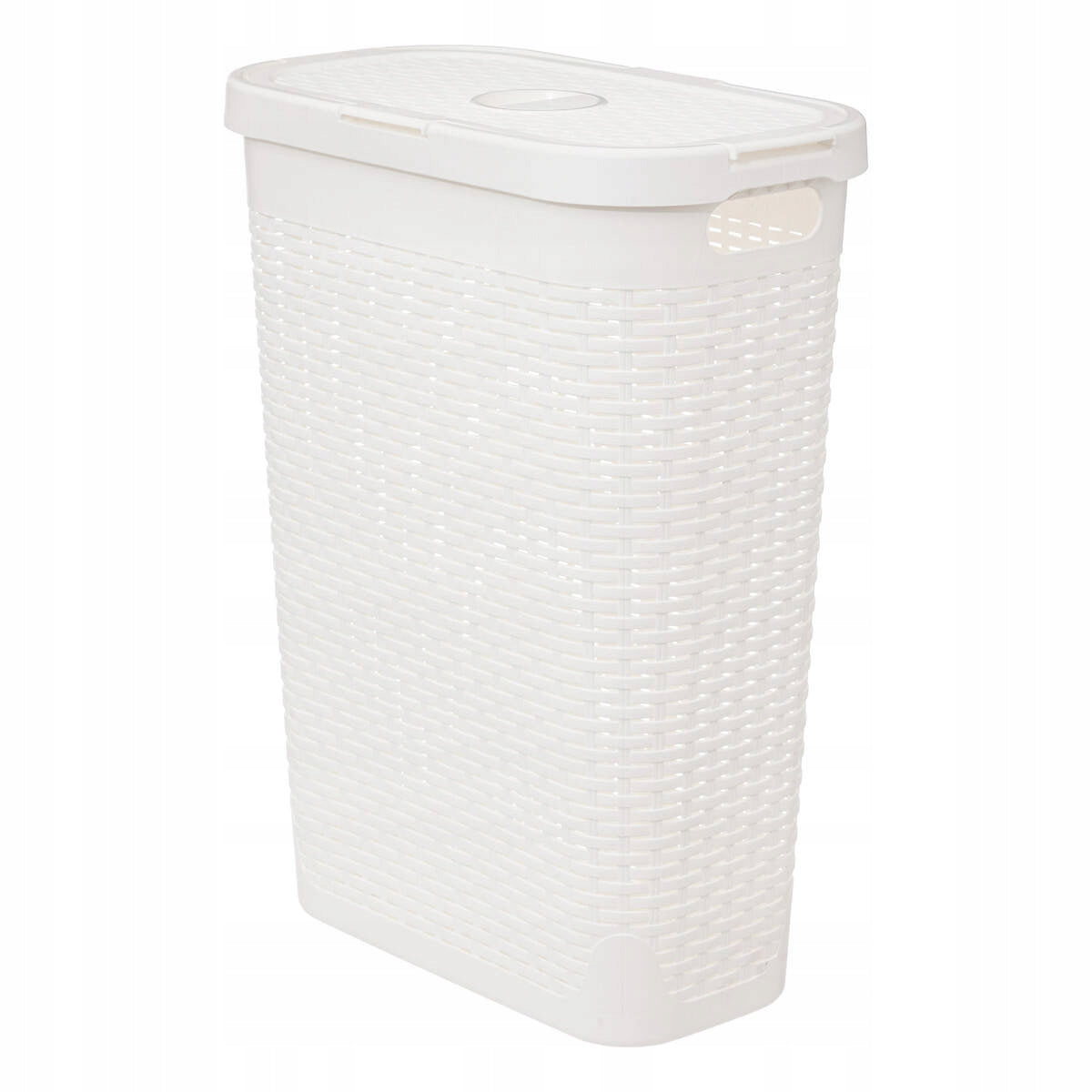 Kosz na pranie wysoki biały z tworzywa sztucznego 40l 46,4 x 26,5 x 60,5 CM pojemnik na brudną odzież do łazienki