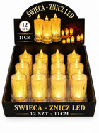 ZESTAW 12SZT ŚWIECZKA LED 11CM EFEKT PŁOMIENIA ŚWIECA WKŁAD DO ZNICZ 7076 lampka nagrobna, dekoracja grobu, na