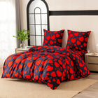 Pościel 3D satyna 220x200cm czerwone serce love + 2 poszewki 70x80 komplet bielizny pościelowej z mikrofibry, czarny, 3