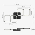 Kwadratowa lampa sufitowa LED 3000-6500K ściemniana 72 w z pilotem, czarny plafon do pokoju, regulacja barwy światła