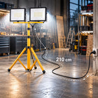 Halogen LED 2x100W naświetlacz budowlany lampa robocza na statywie IP66 reflektor warsztatowy, oświetlenie placu