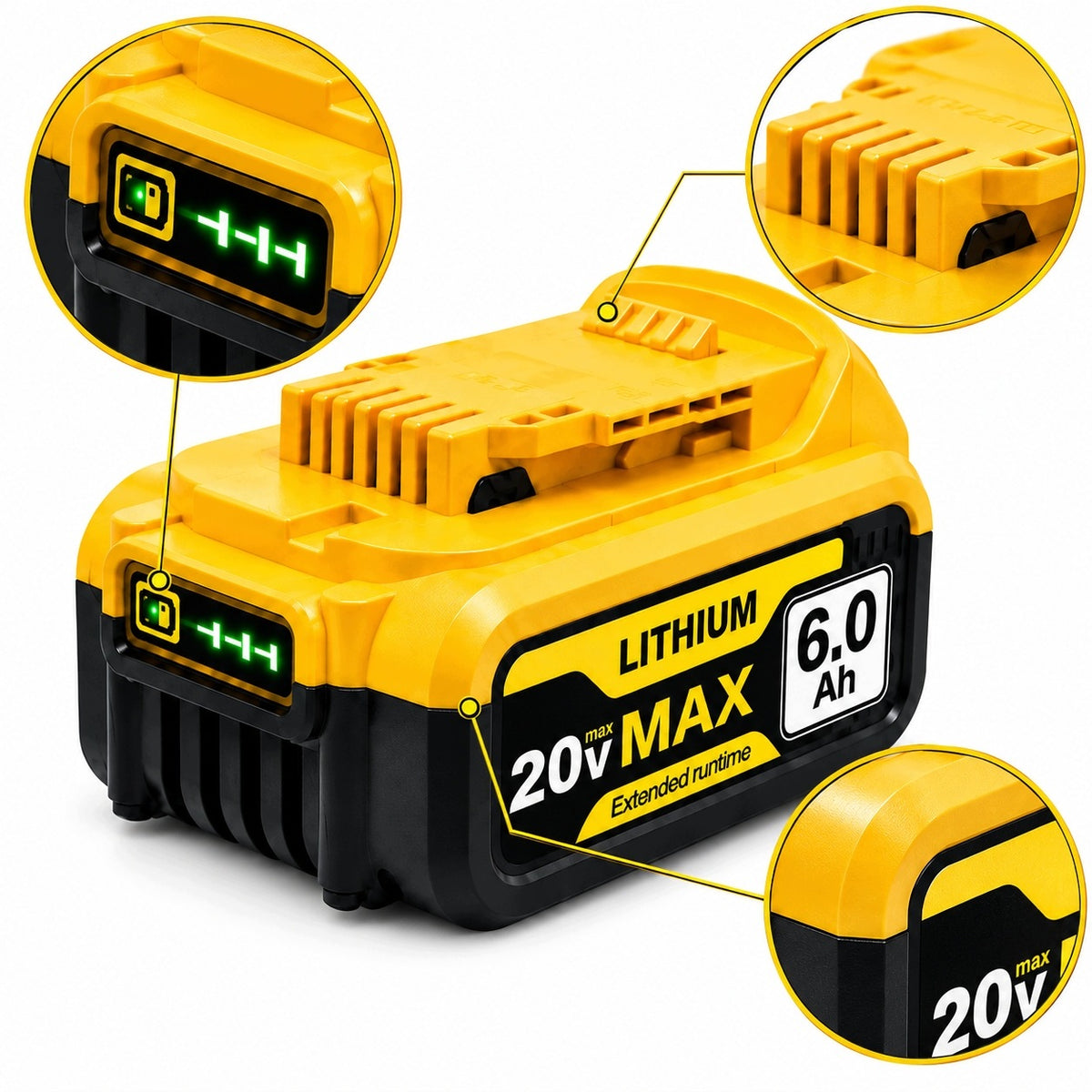 Akumulator Zamiennik DeWalt 20V 6Ah Bateria Li-Ion XR DCB184 DCB200 Mocna pakiet do wkrętarki i narzędzi