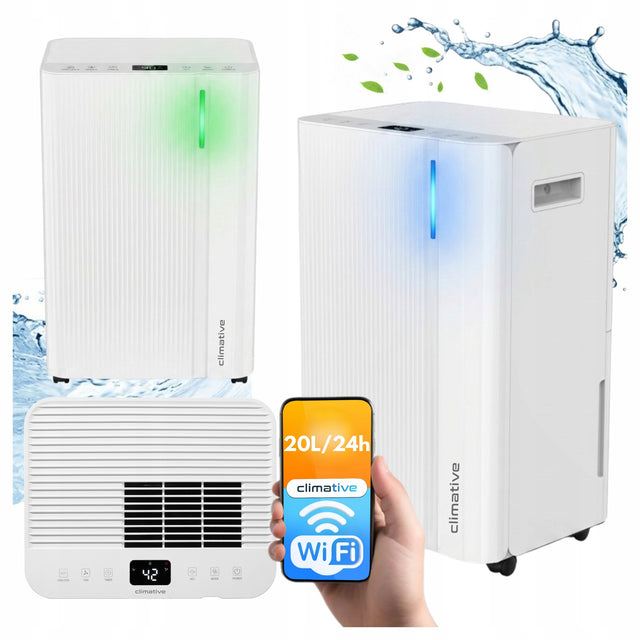 Osuszacz Powietrza Cube Pochłaniacz Wilgoci 20l Jonizacja wifi 50 m2 +Timer 330 w