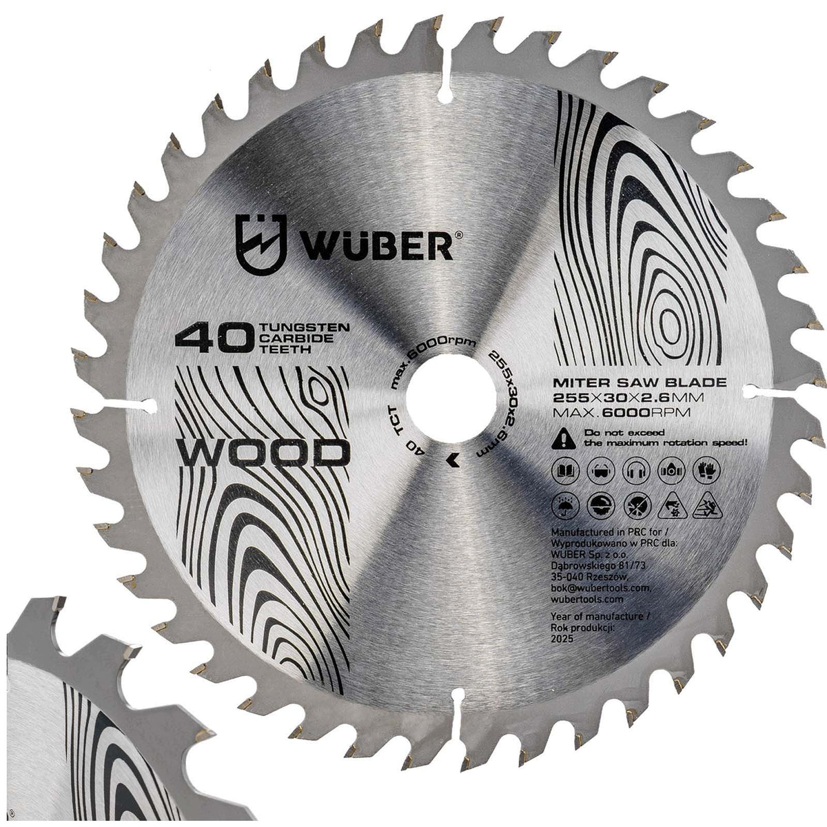Tarcza do cięcia drewna piła widiowa 40T węglik spiekany 255mm 30mm/25,4mm 1 szt.