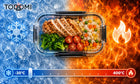 12 x lunchbox szklane pojemniki na żywność uszczelka żaroodporne zestaw 9.7 l bezbarwny, czarny