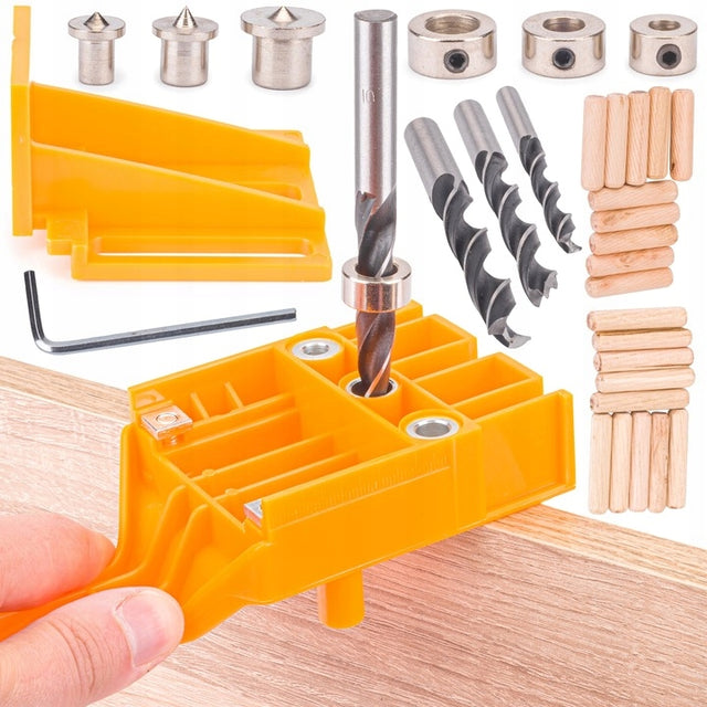 Kołkownica Przyrząd Do Połączeń Kołkowych Szablon kołki meblowe brzozowe 10x40 mm ryflowane, 30 szt