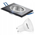 6x Oprawa halogenowa Szklana Kwadratowa + Żarówka GU10 LED 10W 3 barwy oczko sufitowe podtynkowe czarne