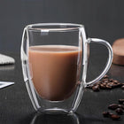 6x SZKLANKI TERMICZNE DO KAWY LATTE DRINKÓW HERBATY 350ml Z UCHEM ZESTAW podwójna ścianka, szkło bezbarwne, kubki do