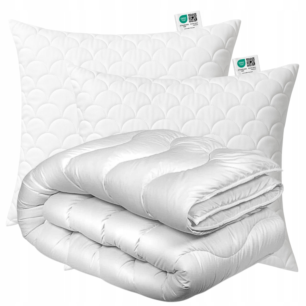 KOŁDRA CAŁOROCZNA 180x200 + 2x PODUSZKA 70x80 KOMPLET PRODUKT POLSKI mikrofaza, wypełnienie silikonowane