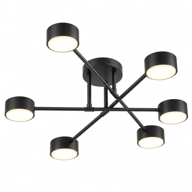 Lampa Sufitowa Wisząca Żyrandol Spot Halogenowa Czarna 6x GX53 oprawa metalowa do salonu kuchni jadalni 15 w