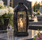 Znicz nagrobny znicze na grób duży elegancki masywny ozdobny lampion cmentarny led 38 cm ponad 75 h