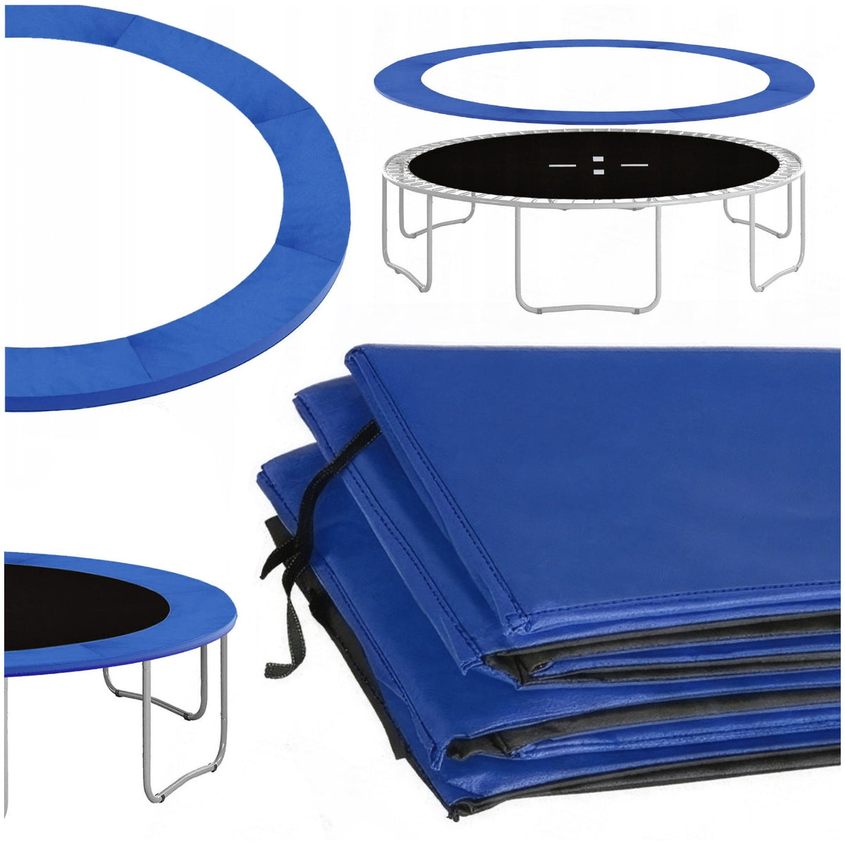 Mocna osłona sprężyn do trampoliny 10FT 305-312 cm na sprężyny gruba ochraniacz krawędzi, pokrycie obrzeża, niebieski