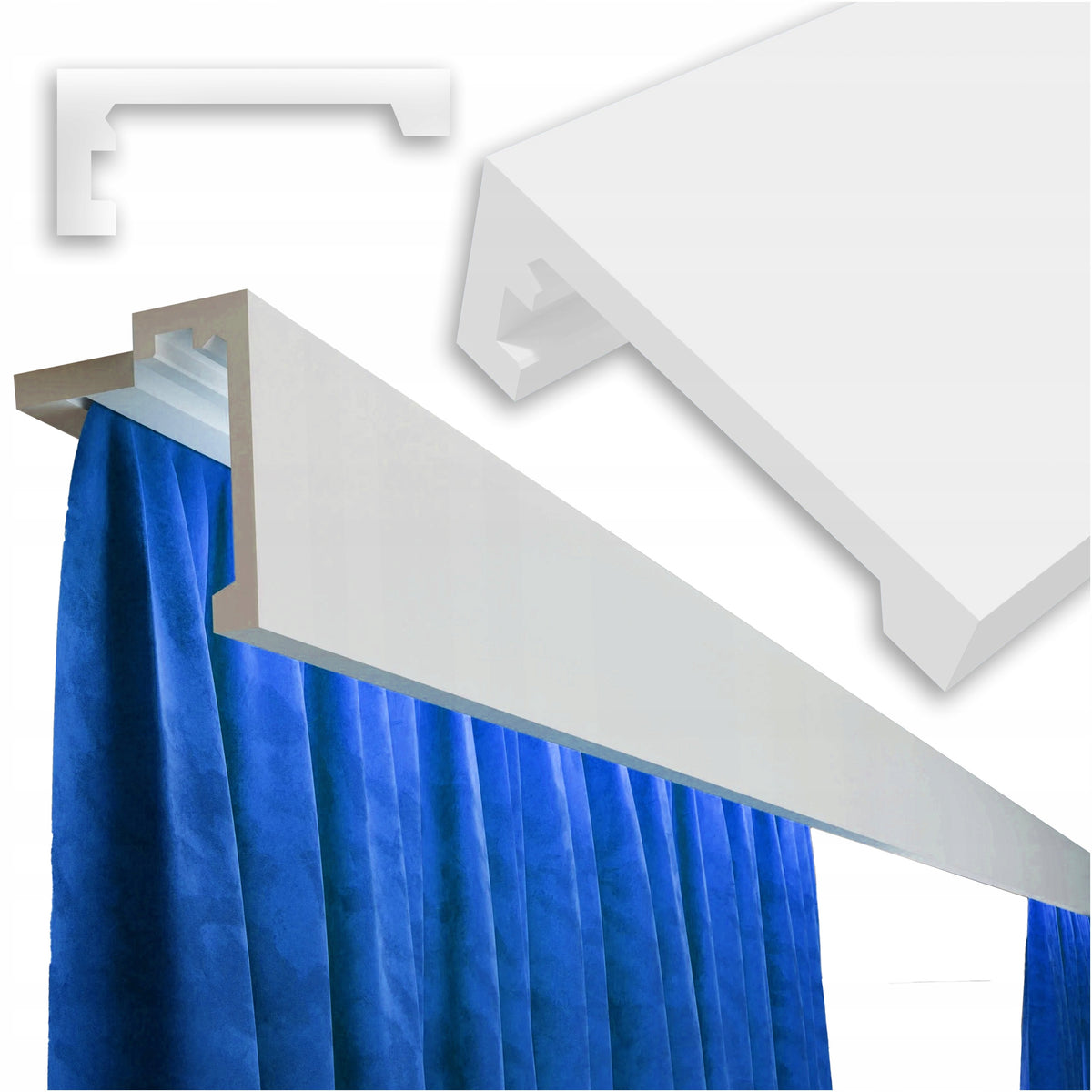 Listwa Karniszowa LED Maskownica Maskująca Osłona Gzyms Biała 300x10 cm 3m plastikowa zabudowa szyny sufitowej