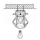 LAMPA DAMENT SUFITOWA PLAFON LOFT KLOSZ DIAMENTOWA E27 zwis metalowy czarny do salonu i kuchni, 1 punkt świetlny, maks