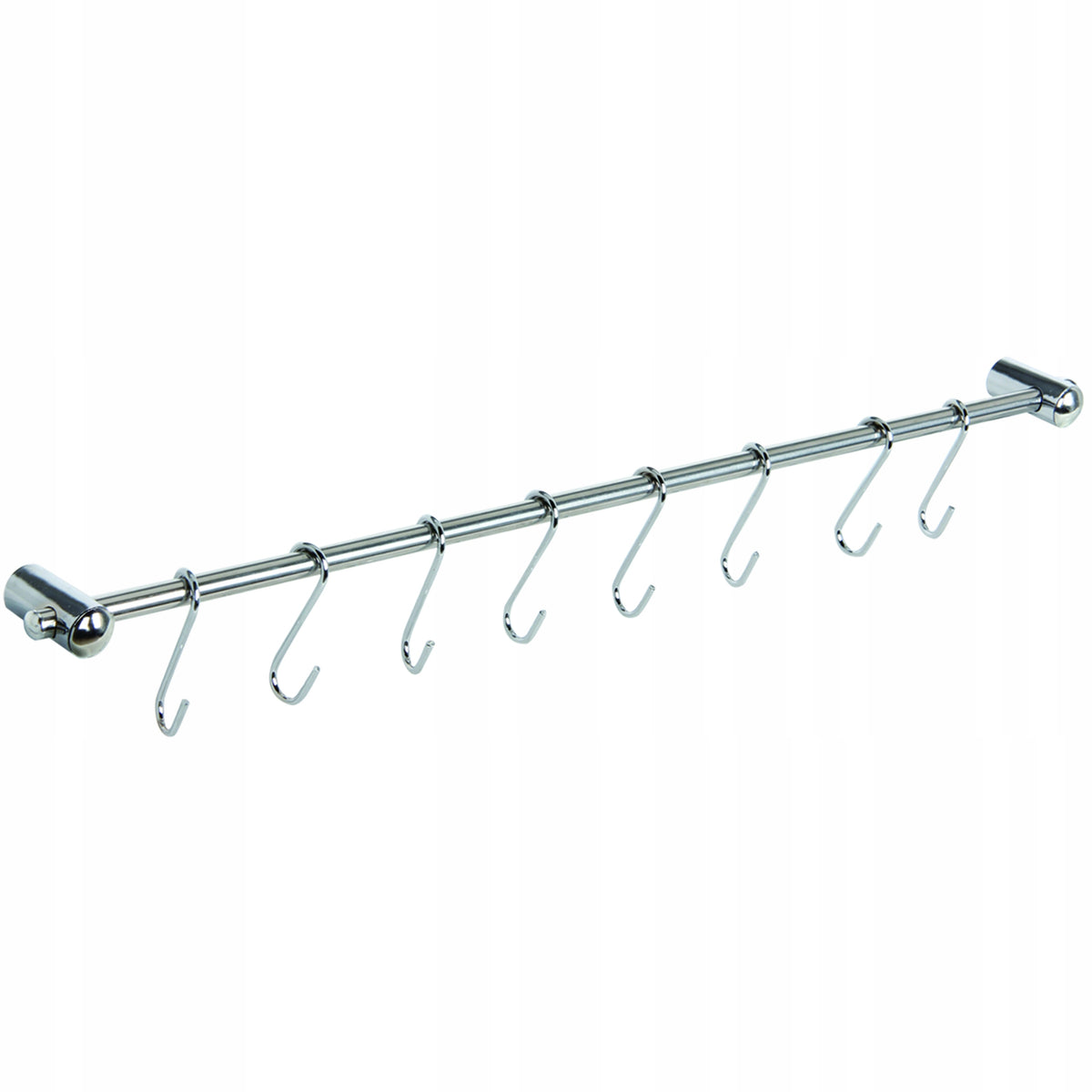 Metalowy reling kuchenny na ścianę + wieszaki na akcesoria 8szt 54cm drążek z haczykami, srebrny, do ścierek i łopatek