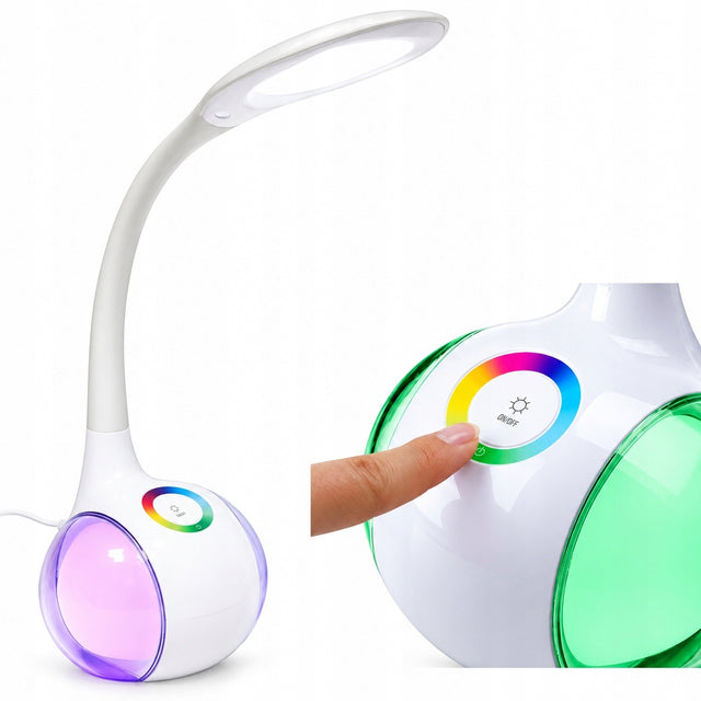 Lampka na biurko biurkowa szkolna dla dziecka 2w1 LED 7W RGB Platinet do czytania i nauki, ściemniana, zasilanie sieciowe, biała, 54 cm