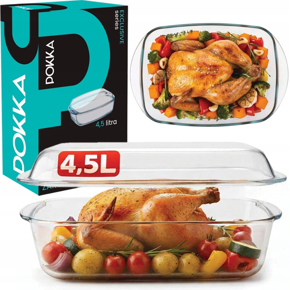 Naczynie żaroodporne z pokrywką prostokątne szklane naczynia 4,5l brytfanna do pieczenia, forma do zapiekania, do