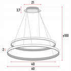 Lampa Wisząca LED Sufitowa Żyrandol 61cm 49W 3 Barwy Nowoczesna Czarna Ring oświetlenie do salonu i jadalni