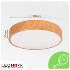 Lampa sufitowa LED Plafon drewno okrągła 30cm 30W do pokoju boho naturalna oprawa z wbudowanym źródłem, neutralna barwa