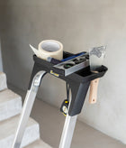 Drabina aluminiowa domowa PRO jednostronna 5 stopniowa z półką 150 kg podest 97 cm, wysokość robocza 2,97 m, do prac
