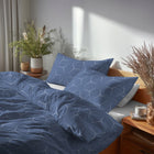 Pościel 140x200cm, 70x80cm, 140g/m2, bawełna 100% : Milano Jeans komplet na łóżko, wzór geometryczny, niebieski, zamek