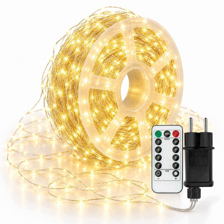 Lampki Choinkowe 500 LED 50m mikro drucik Ciepły Biały Pilot Timer IP44