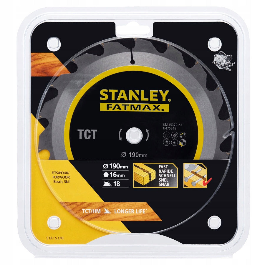 Stanley STA15370 Piła tarczowa TCT 190x16mm 18z z 8 sztuk