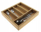 Wkład szuflady bambusowy organizer Sztućce 1218 pojemnik na noże, widelce i łyżki, 7 przegródek, biały, 43 × 31,5 cm