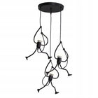 Lampa wisząca sufitowa żyrandol potrójna nowoczesna loft ludzik humanoid 3-punktowa metalowa czarna oprawa E27 do