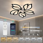 Lampa Sufitowa LED Plafon Ściemniacz Nowoczesny Żyrandol z pilotem i aplikacją 45W czarna aluminiowa oprawa wisząca 5