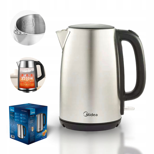 Midea Czajnik elektryczny 1,7l 2200W metalowy automatyczny wyłącznik 1.7 l 2200 w szary