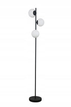 LAMPA STOJĄCA PODŁOGOWA BIAŁE KULE LOFT CZARNA 165CM LED oświetlenie do salonu, sypialni i jadalni, 3 punkty światła