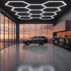 Hexagon Lampa LED 419x301 cm XXL Sufitowa Panel Oświetlenie Do Garażu plafon geometryczny, oprawa warsztatowa, zimna