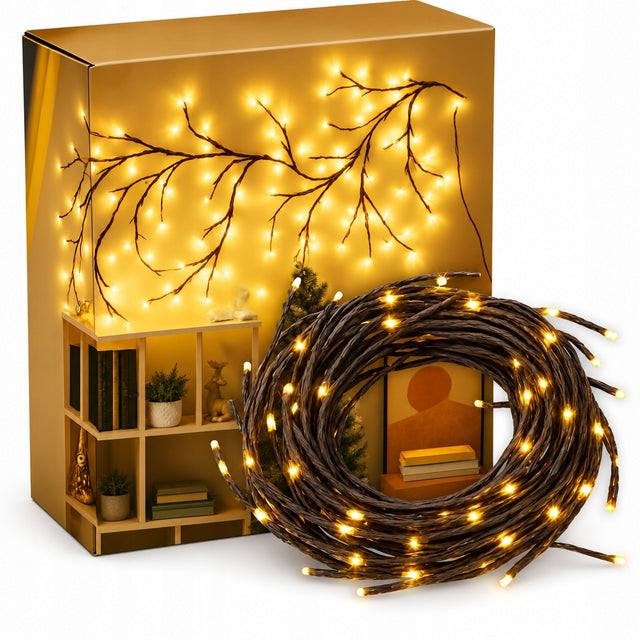 Lampki LED gałęzie 8 trybów na ścianę ozdoba biały ciepły choinkowe girlanda świetlna dekoracyjna 230 cm ponad 50 punktów zasilana sieciowo