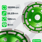 Diamentowe tarcze garnkowe X3 zestaw 125mm do szlifowania betonu segmentowe cegła, ceramika, kamień, gazobeton, otwór