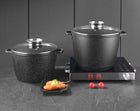 Duży garnek marmurowy głęboki z pokrywką do rosołu wysoki XXL 24cm / 6,2l naczynie aluminiowe kuchenne, do gotowania