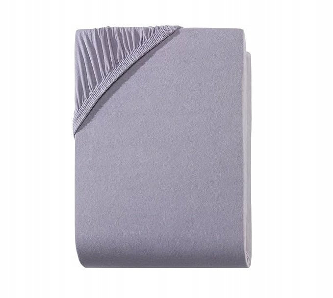 Prześcieradło z gumką jersey 160x200 szary klasyczne kolor na łożko ochrona materaca, do wysokości 25 cm, certyfikat
