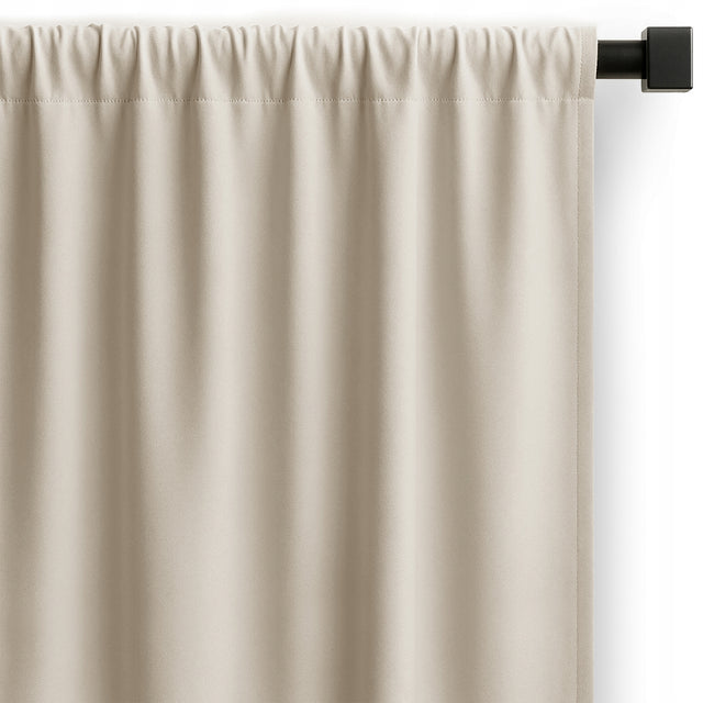 Restilo Zasłony chłodny beż gotowe na taśmie multi szerokie 200x270 osłona okienna półzaciemniająca z poliestru, gładka, tunel lub żabki