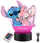 Lampka Nocna z Nadrukiem Bajka Stitch Angel Grawer Twoje Imię Prezent LED oświetlenie dekoracyjne do pokoju dziecięcego