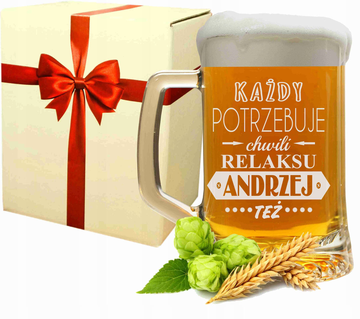 KUFEL do Piwa z GRAWEREM na PREZENT URODZINY DZIEŃ CHŁOPAKA szklanka 620 ml, bezbarwne szkło, upominek dla mężczyzny