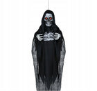Interaktywny szkielet wiszący kościotrup 180cm światło dźwięk halloween figura kostucha, ozdoba na imprezę tematyczną