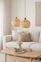 Klosz Abażur Bambus Rattan Beż Boho E27 Kula 20cm do Lamp solo owanie beżowy