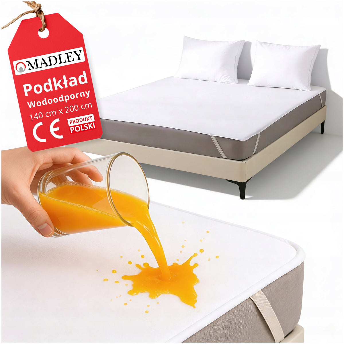 WODOODPORNY Ochraniacz na Materac 140x200 cm Podkład MEDYCZNY PREMIUM Gruby prześcieradło nieprzemakalne do łóżka